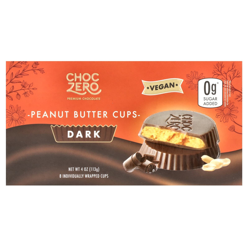 ChocZero, Чашки с арахисовой пастой, темные, 8 отдельных чашек, 113 г (4 унции)
