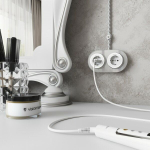 Розетка с заземлением Vintage (слоновая кость матовый/хром)