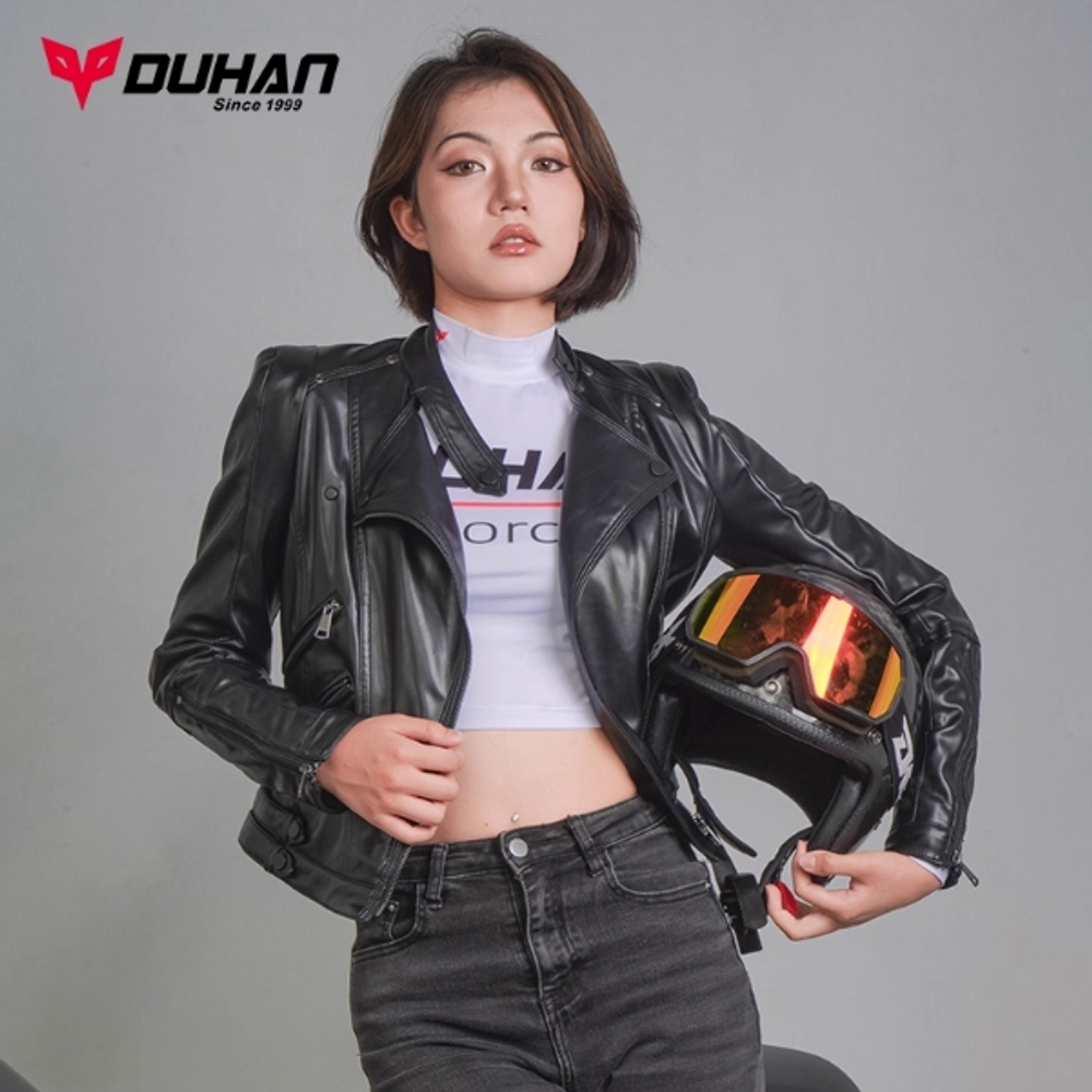 Куртка женская кожаная Duhan D-23561 чёрная L