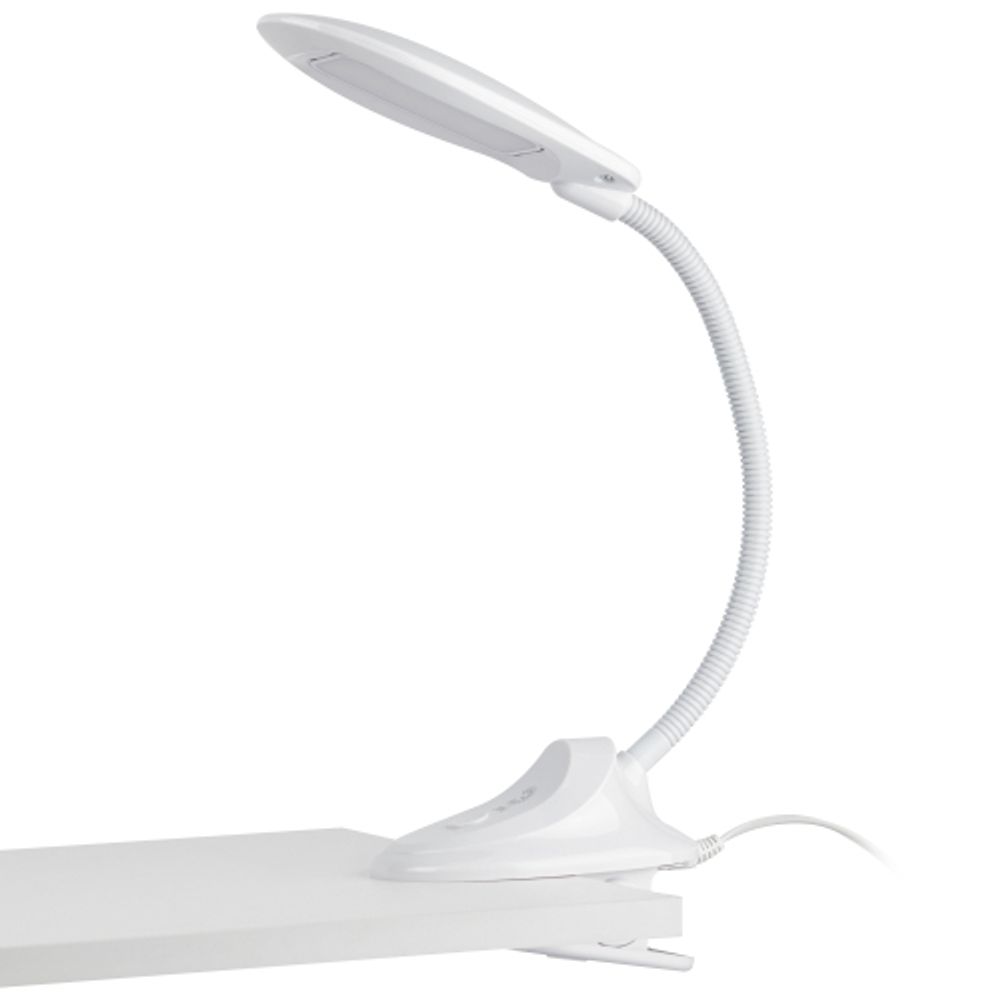 Настольный светильник ЭРА NLED-478-8W-W светодиодный на прищепке белый | Светодиодные настольные лампы