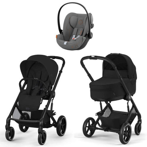 Коляска Cybex Balios S Lux BLK 2025 Cloud G i-Size Lava Grey 3 в 1 Moon Black с дождевиками