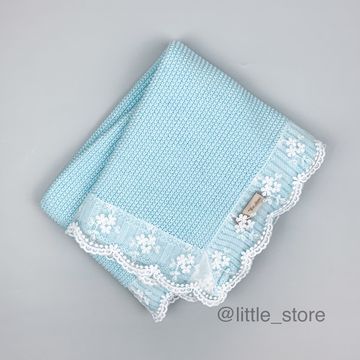 Плед Simple с кружевом мятный