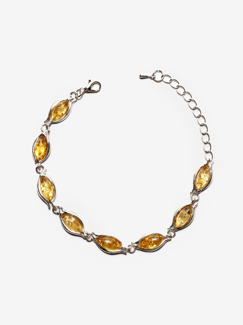 Браслет с натуральным янтарем в бижутерной оправе