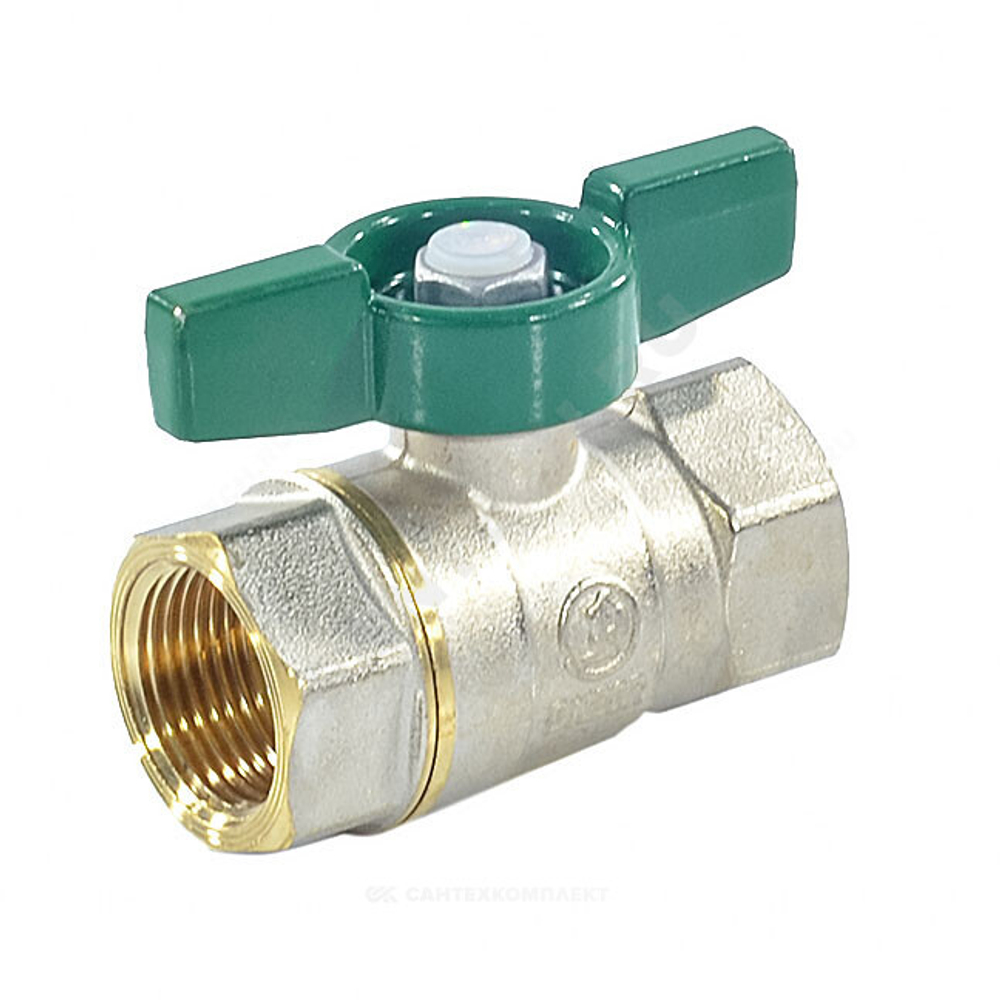 Кран шаровой латунь хром R251W Ду 20 Ру42 ВР бабочка зеленая Giacomini R251WX024