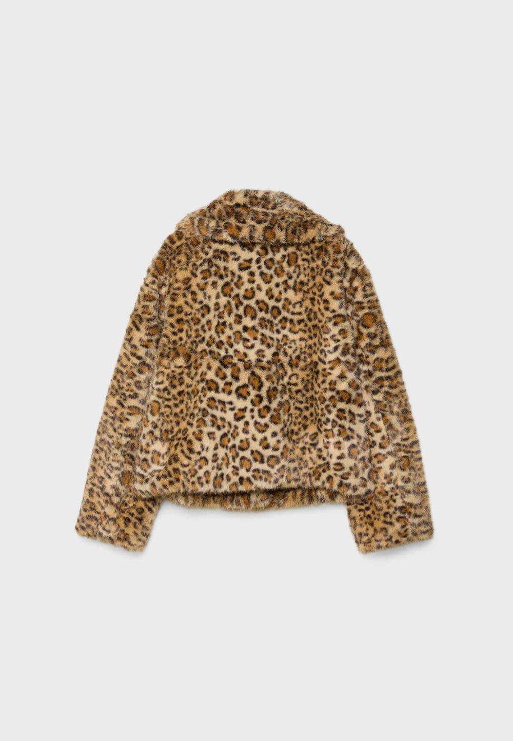 STRADIVARIUS Шуба из искусственного меха с анималистическим принтом, бежевый