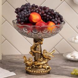 Фруктовница-конфетница Мелодия любви со стеклянной чашей 7373 Бронза