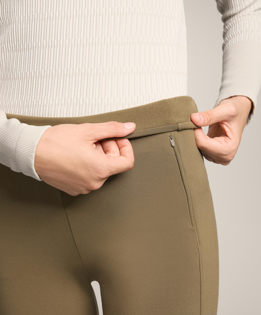 OYSHO Теплые легинсы с высокой посадкой и карманами длиной до щиколотки, хаки