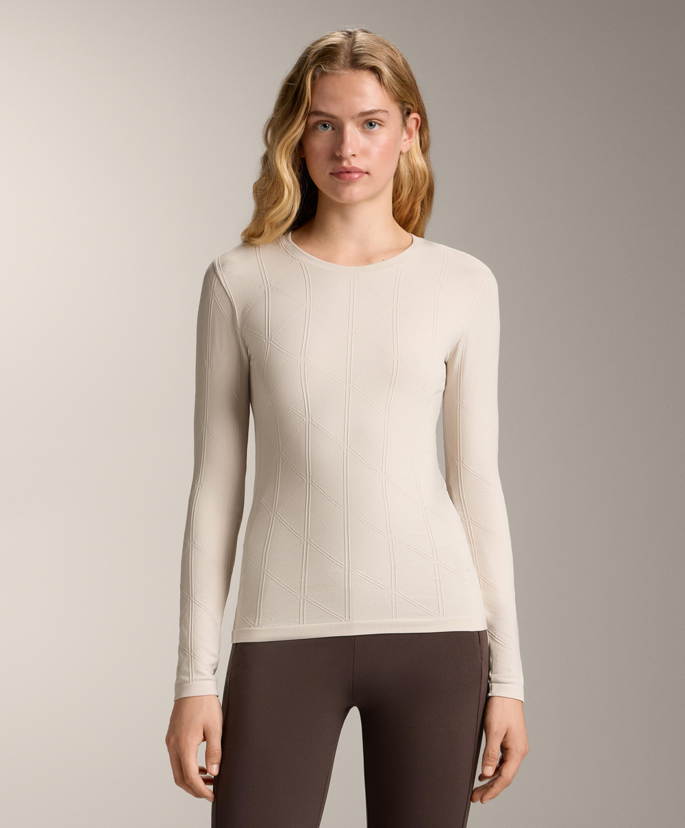 Oysho Термофутболка с жаккардовым узором seamless base layer, светлый серо-коричневый