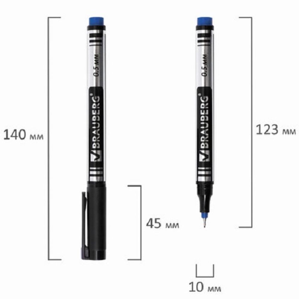 Маркер перманентный 0.5мм, Brauberg Jet, синий