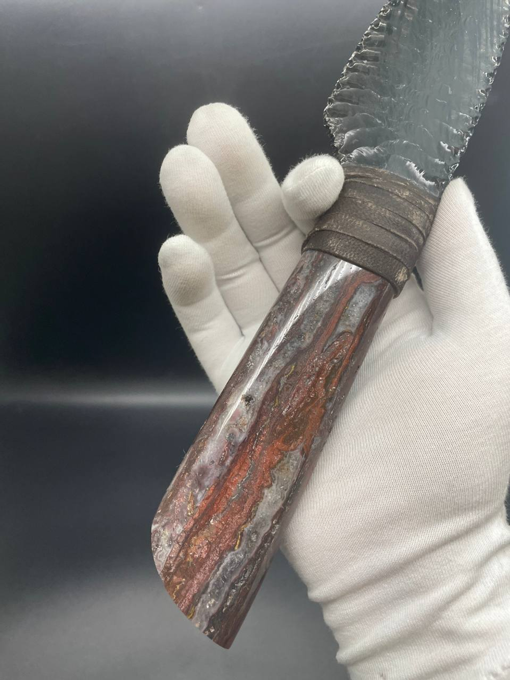 Обсидиановый клинок рукоять яшма 26 см