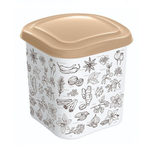 Емкость для сыпучих продуктов 1,8л с декором (бежевый)