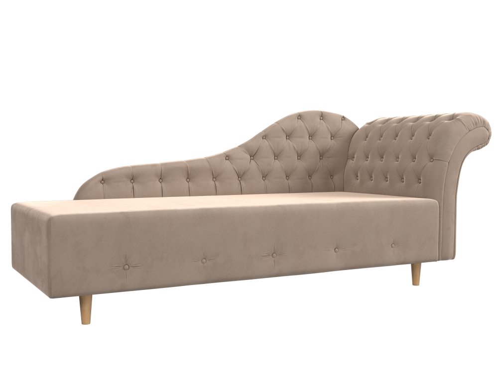 Кушетка Камерон правая, Бежевый, Велюр, 110090