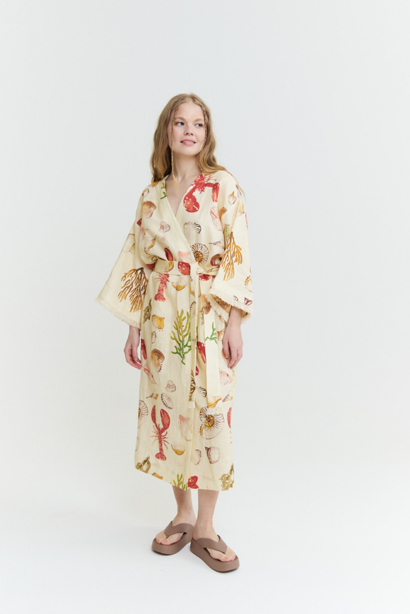 Кимоно изо льна с омарами