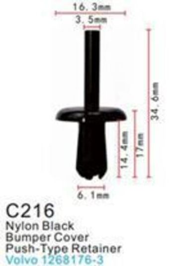 Клипса для крепления внутренней обшивки а/м БМВ/ Вольво пластиковая (100шт/уп.) Forsage клипса C0216(BMW/Volvo)