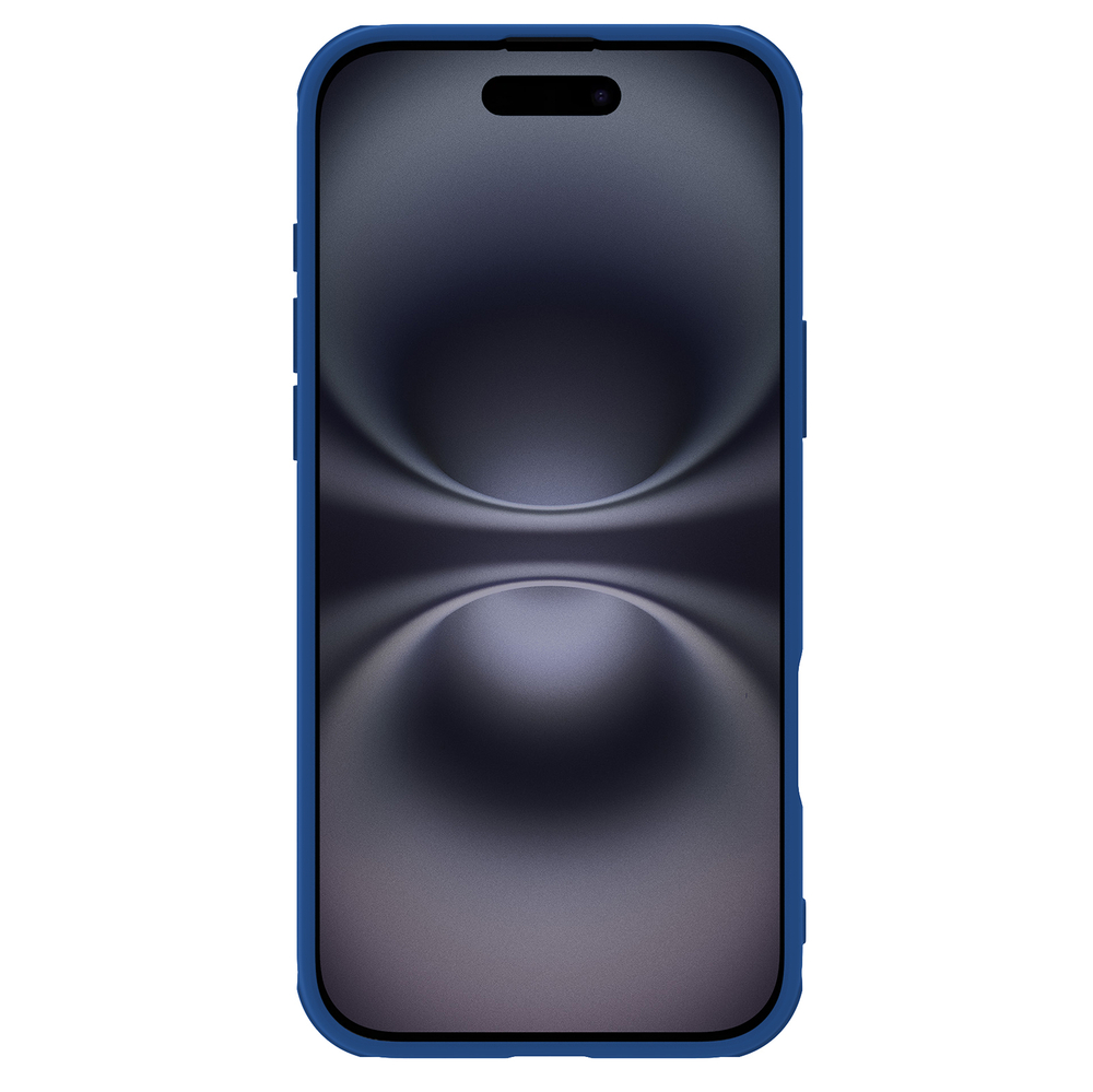 Усиленный чехол синего цвета с сдвижной шторкой для камеры от Nillkin для iPhone 16, серия CamShield Pro Case