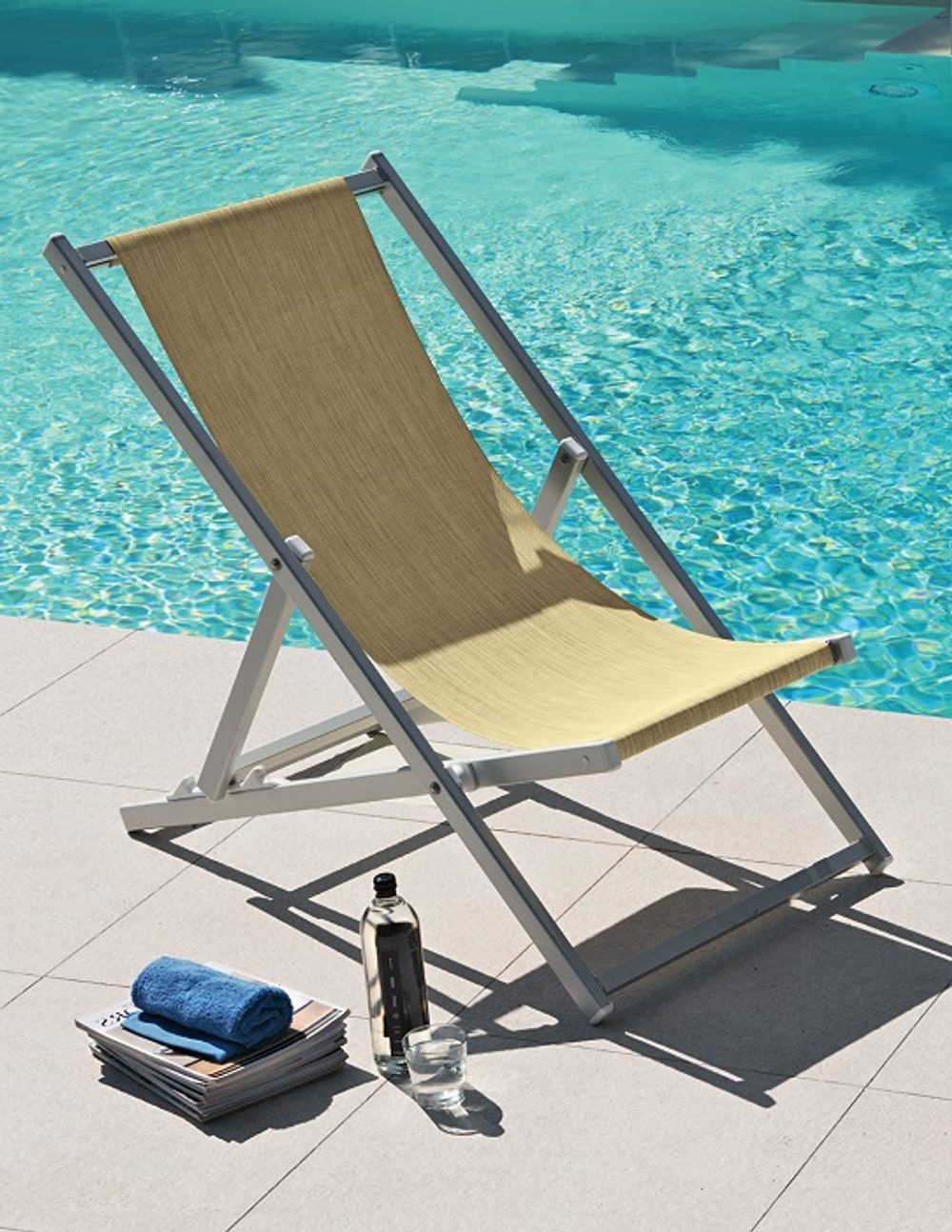 Кресло-шезлонг текстиленовое складное Magnani Sdraio, серебристый