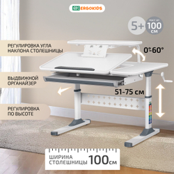 Письменный стол для школьников Ergokids Aspen с полкой S-50