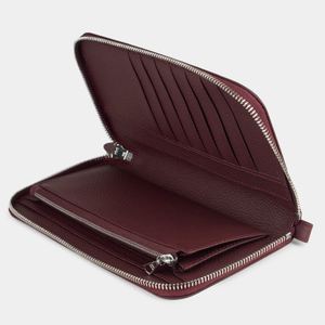 Кожаный кошелек женский, теленок бордового цвета