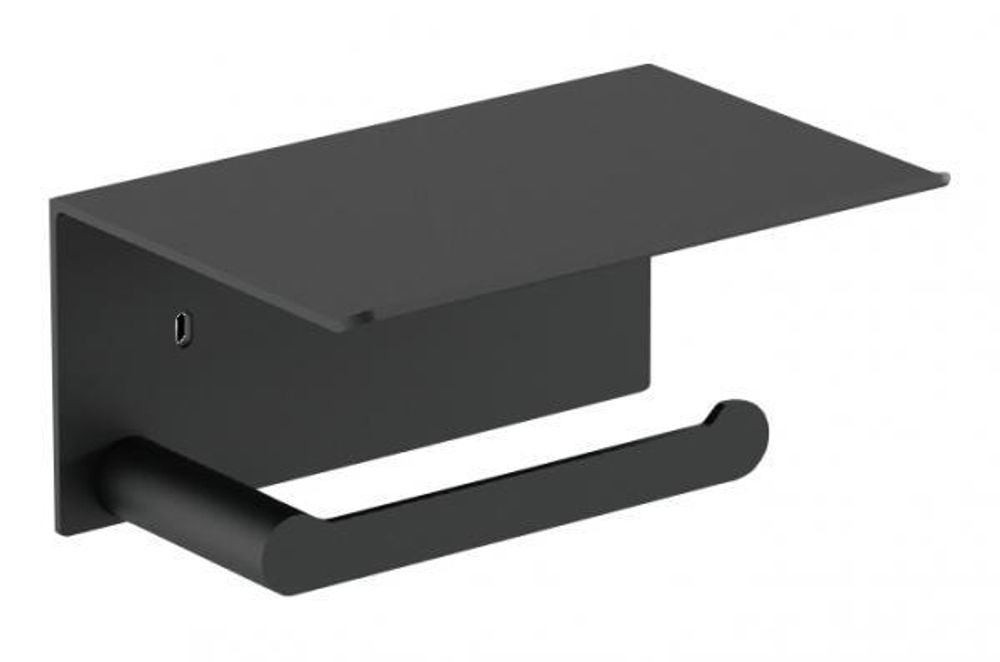 Держатель для туалетной бумаги с полочкой нерж. сталь VERONA 16876.N чёрный