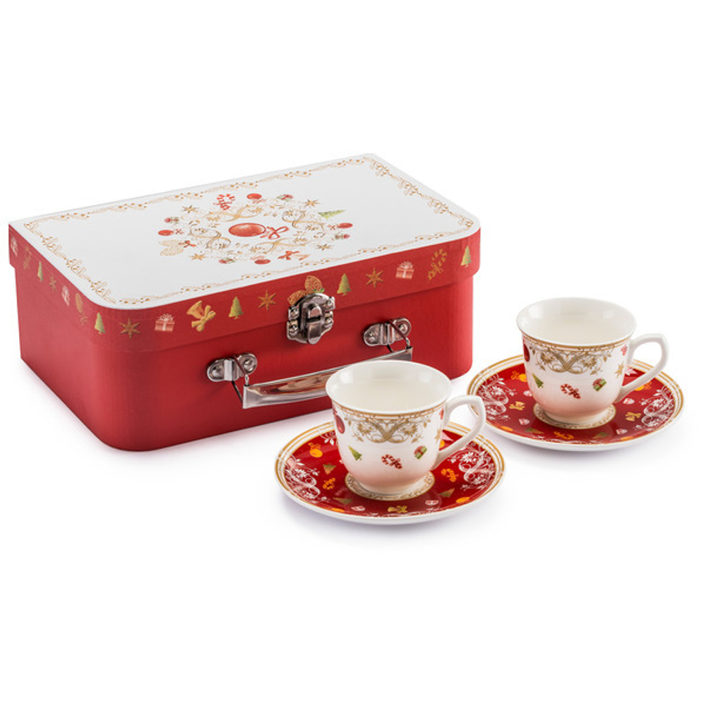 Набор из 2 чашек кофейных с блюдцами 100мл Особый вкус праздника подарочная коробка Lamart