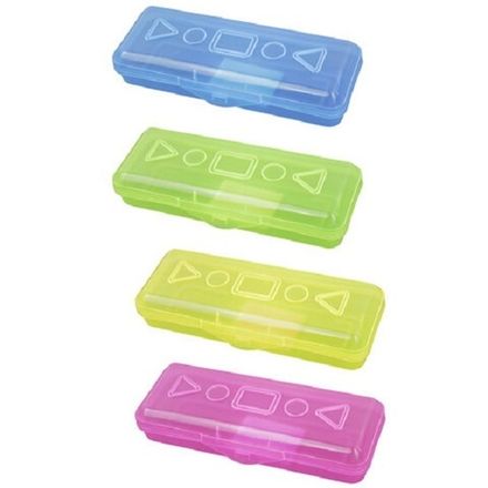 Пенал пластмассовый футляр 204*83*25 Пифагор ассорти 4 цвета, 1шт.