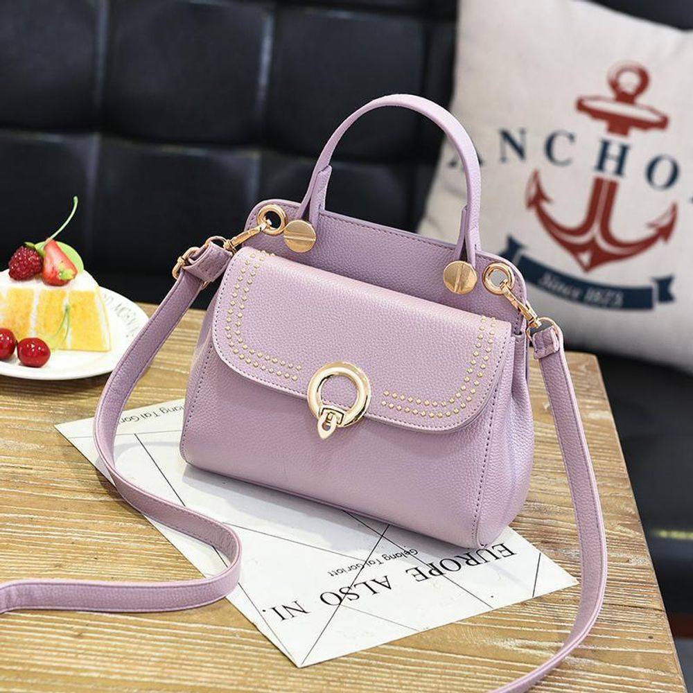 Маленькая стильная женская повседневная сумка фиолетового цвета из экокожи Dublecity 3398-5 Purple