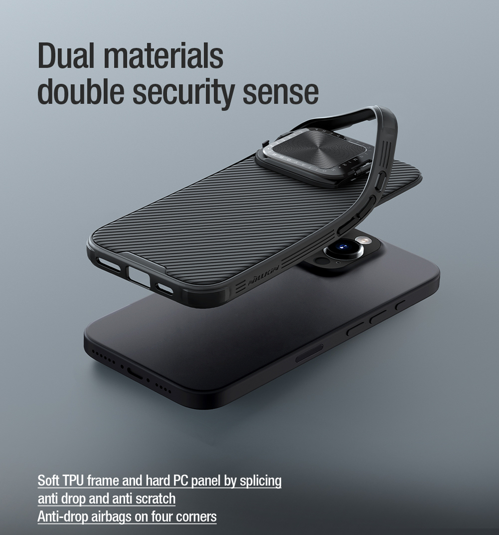 Чехол от Nillkin с металлической откидной крышкой для камеры на iPhone 16 Pro, серия CamShield Prop Case