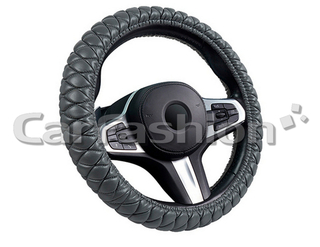 Оплетка на руль круглая CarFashion -S- «VERSAL» 31714 - Экокожа - серый/шов серый