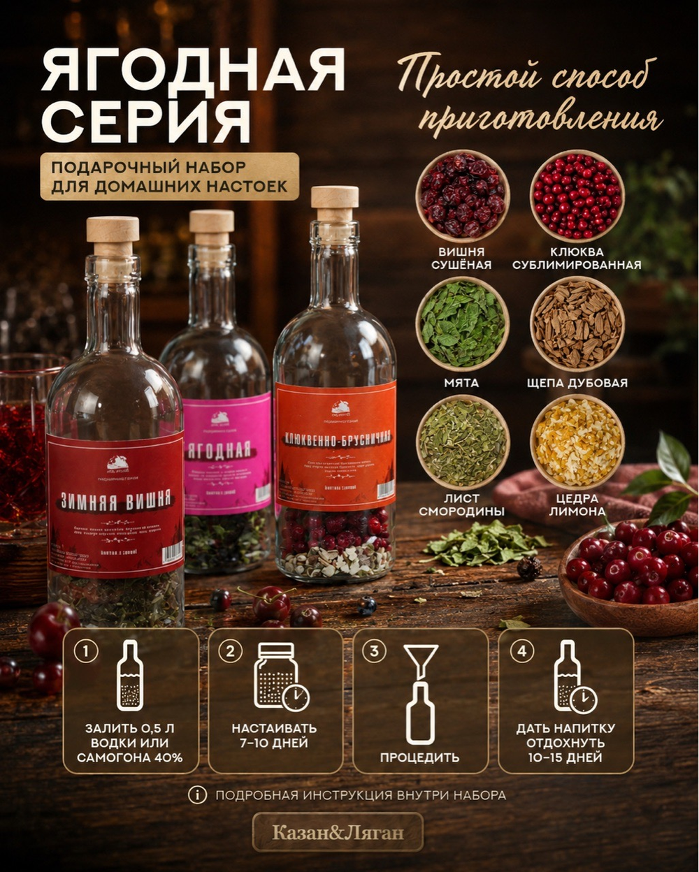 Подарочный набор бутылок по 0,5 л 3 шт «Ягодная серия»