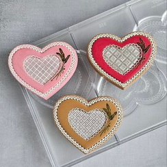 858 | Форма для шоколадных изделий "Сердце с узором"(275*175 мм)