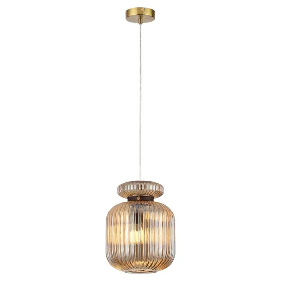 5042/1A PENDANT ODL24 445 античн.бронза/янтарный/металл/стекло/эко.кожа Подвес E27 1*60W JUGI