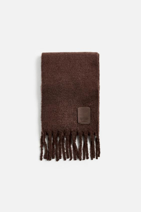 ZARA ШАРФ С РЕЛЬЕФНЫМ УЗОРОМ, БАКЛАЖАНОВЫЙ