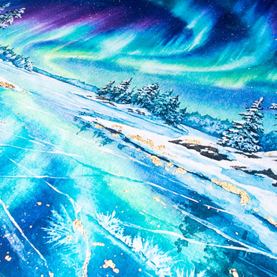 Шейный платок «Северное сияние», 70×70 см