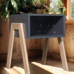 Тумба прикроватная 44х48х55, Мунк, напольная, в спальню и прихожую, с ножками из дуба, без ящика, черный, Dipriz