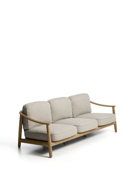 Уличный 3-х местный диван Elunda из тикового дерева и бежевой веревки