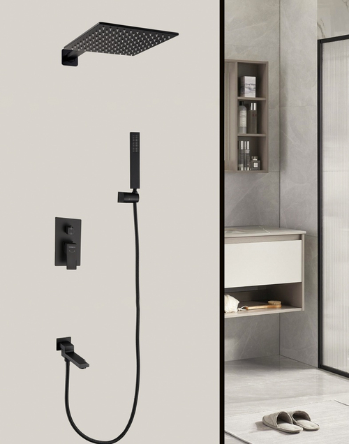 34095-C Смеситель встраиваемый для душа с 3-функ. (ЧЕРНЫЙ) HansenPRO (5/1шт)