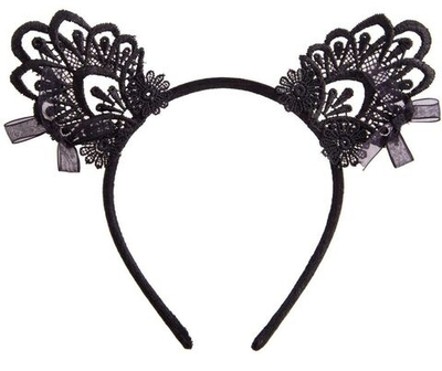 Ушки кошечки из кружева Leg Avenue (Цвет: черный)