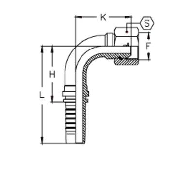 Фитинг DN 06 BSP (Г) 1/4 (90) (накидная гайка, o-ring)