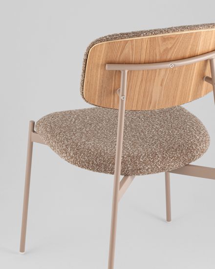 Стул Doe без подлокотников коричневый бежевые ножки