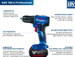 Дрель-шуруповерт аккумуляторная BOSCH GSR 185-LI 06019K3005 1х4,0 Ач