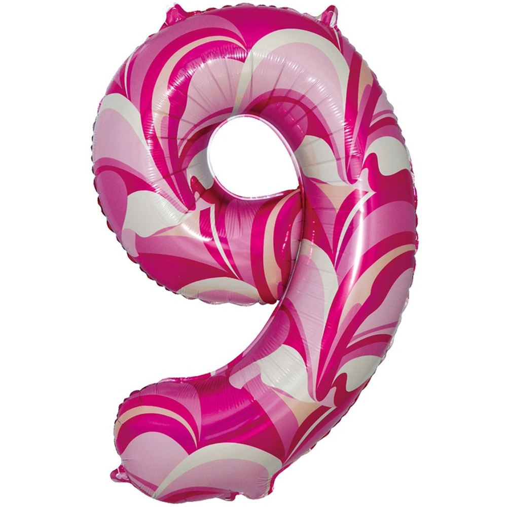 Шар Фольгированный Цифра 9 Мрамор розовый (Розовый)