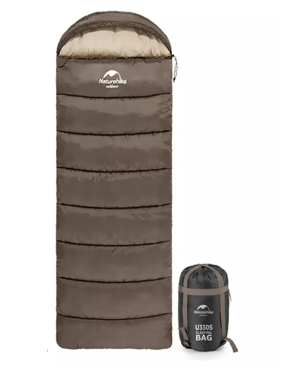 Мешок спальный Naturehike U150, 220х75 см, (ТК: +11°C), правый, коричневый