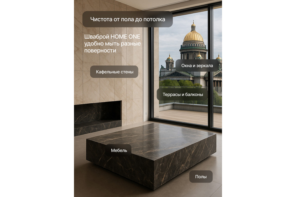 Швабра и ведро с отжимом 10 л Home One