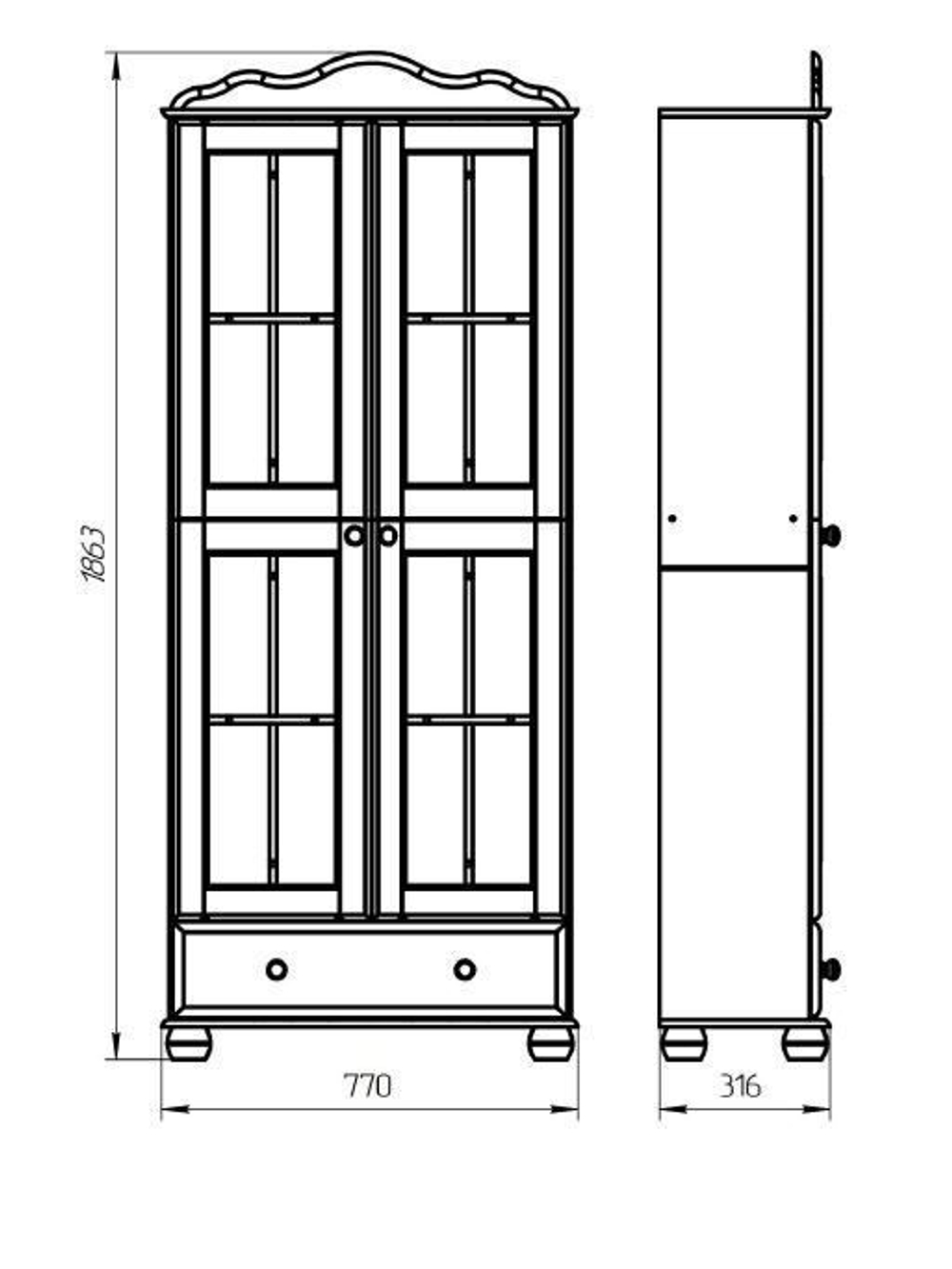 РЕКЛАМАЦИЯ Шкаф с витриной Бритта 2 двери эвкалипт