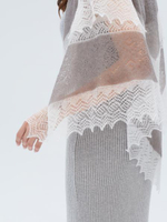 Оренбургский пуховый платок-паутинка АИ100-01/03 белый/серый