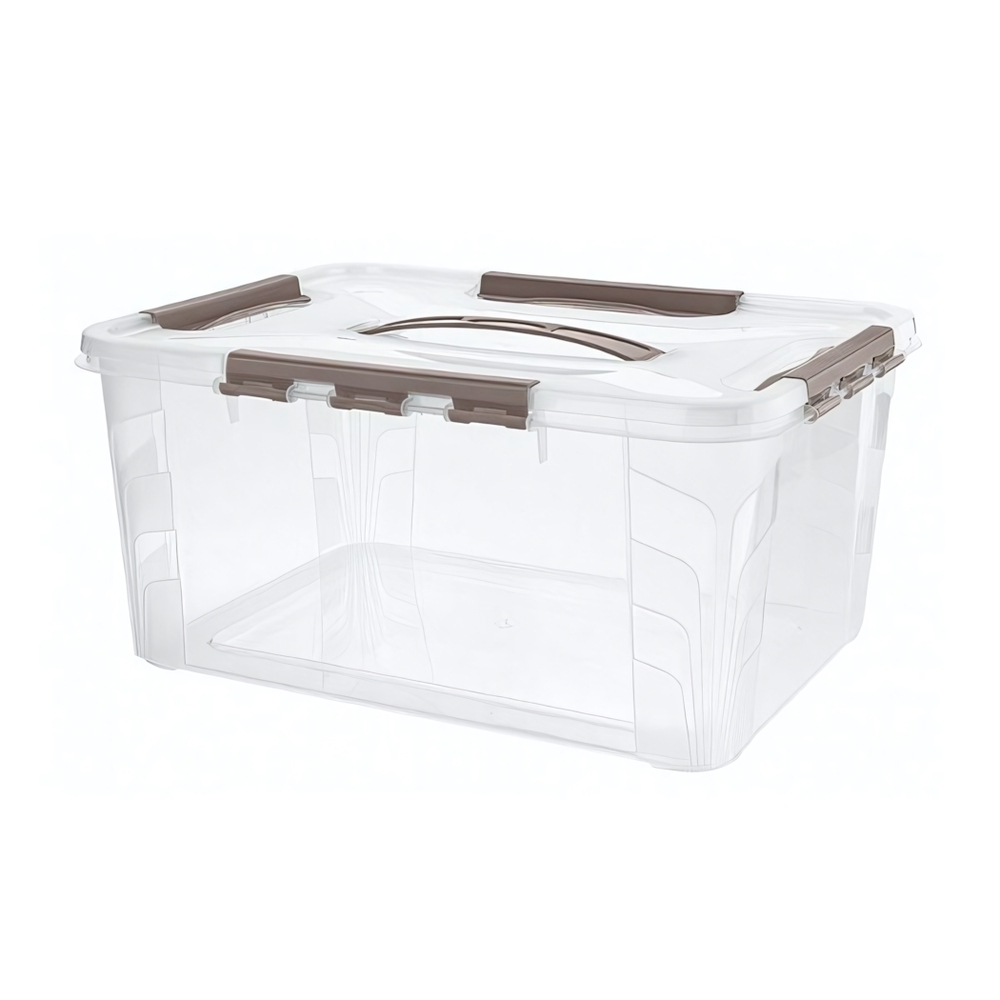 Ящик для хранения универсальный с замками и ручкой "grand box", 390х290х180мм, 15,3л (коричневый)