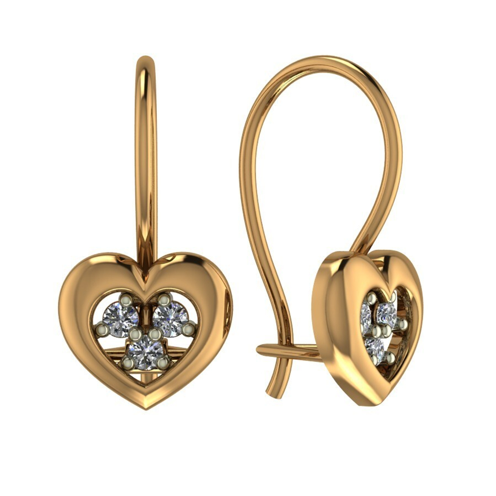 Серьги из золота 585 пробы с Фианит