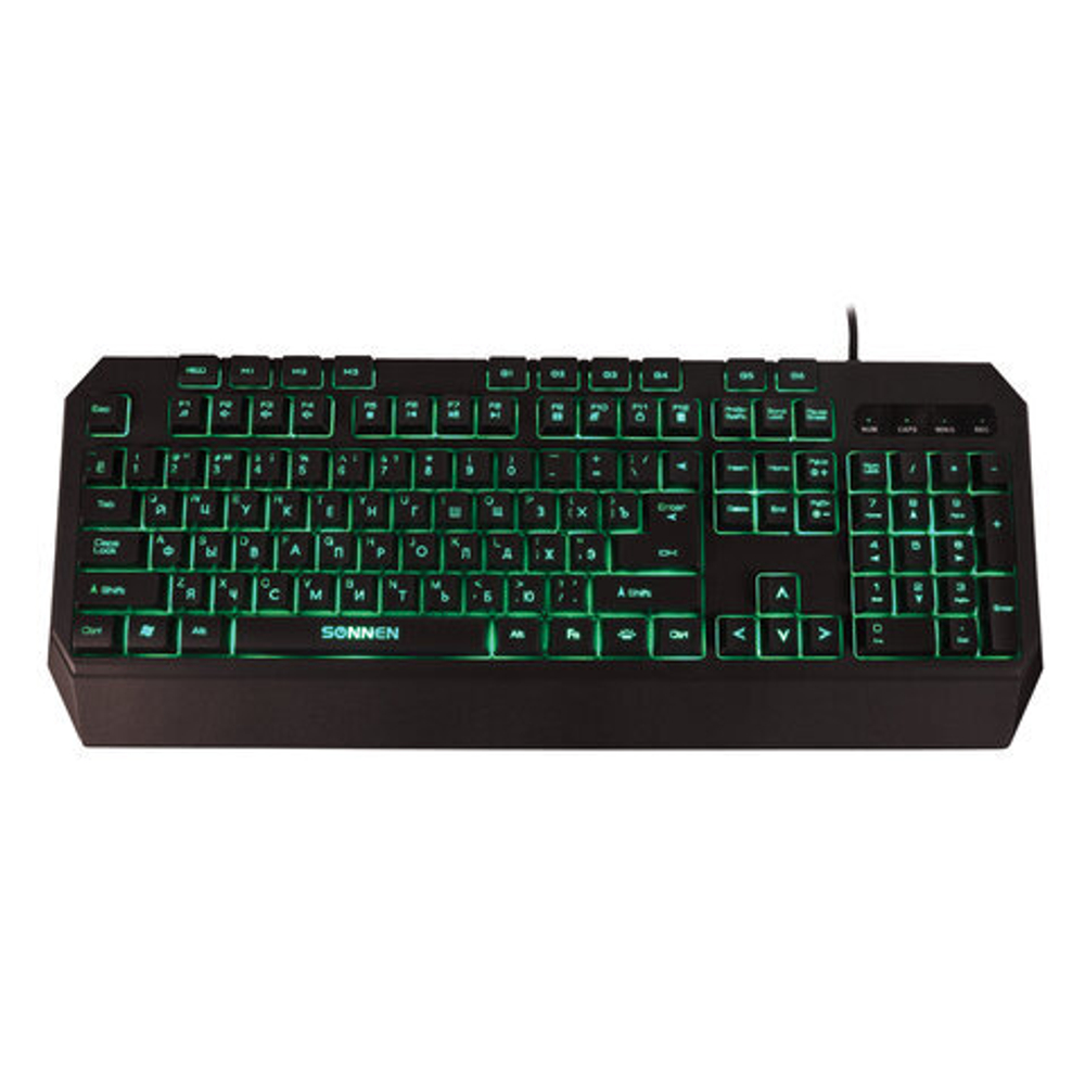 Клавиатура проводная игровая SONNEN KB-7700, USB, 104 клавиши + 10 программируемых клавиш, RGB, черная