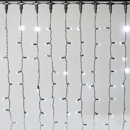 Светодиодный занавес 2*3 м., 600 LED, холодный белый, статика, черный провод каучук, LTC (ECO602-1-2W)