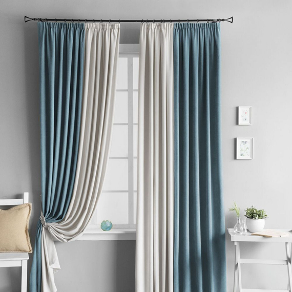 Шторы КЕРТТ (арт. BL01-763-03) - (200х270)х2 см. - белый-голубой